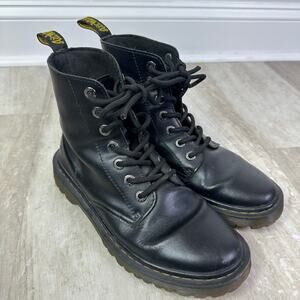 Dr. Martens Luana Combat Black Leather 7 Eye Lace Up Boots Size 7